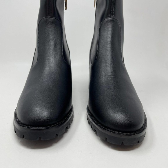 COACH Joy Lug Sole Booties Boots Womens 10 Black Leather Chunky New - Picture 6 of 10